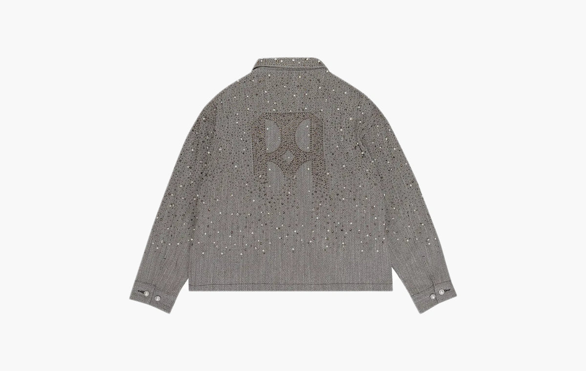 Rhinestone Zipper Work Jacket "Brown"