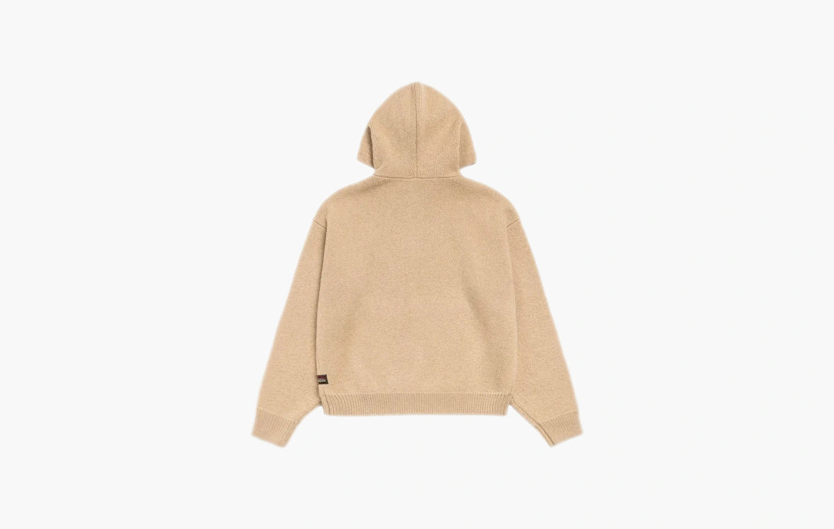 Quarter Zip Knit Hoodie "Tan"