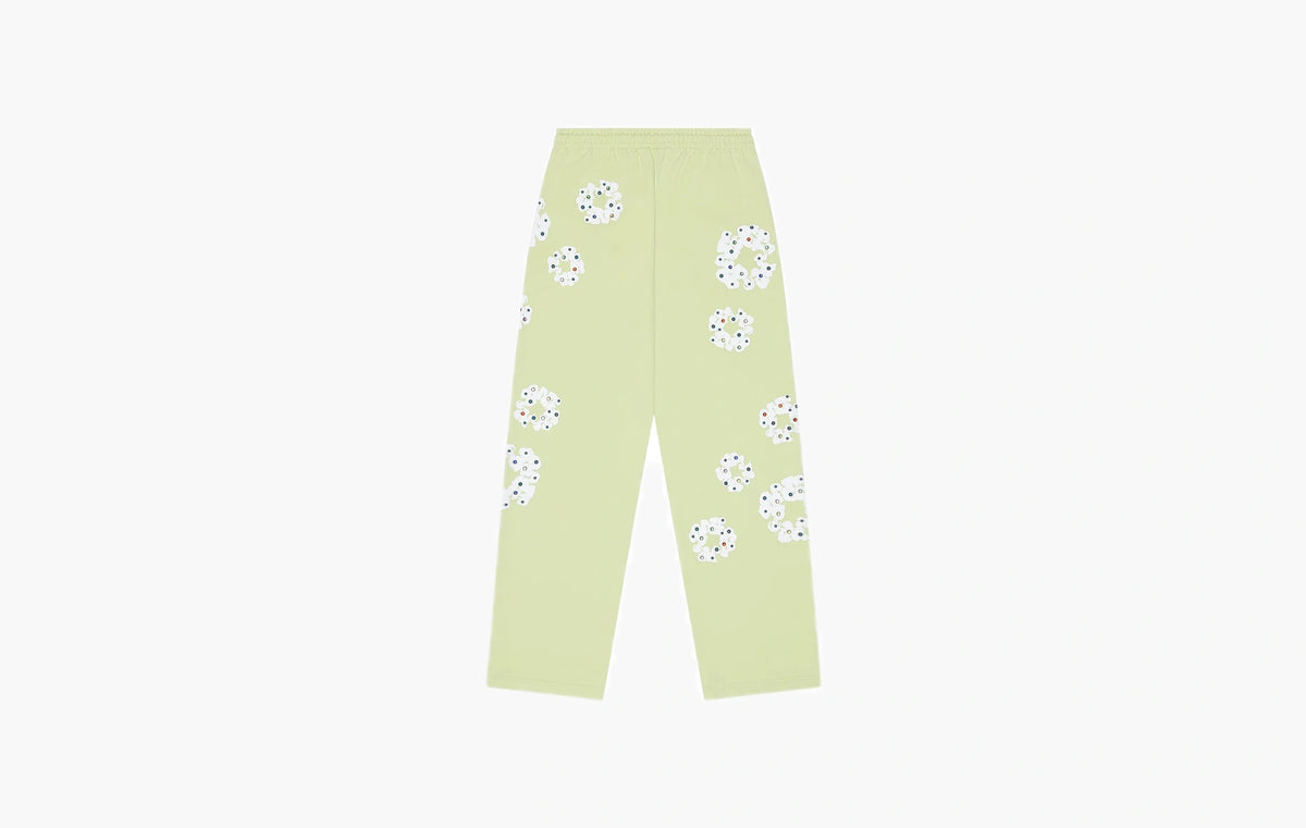 Rhinestone Cotton Wreath Sweatpants "Mint"