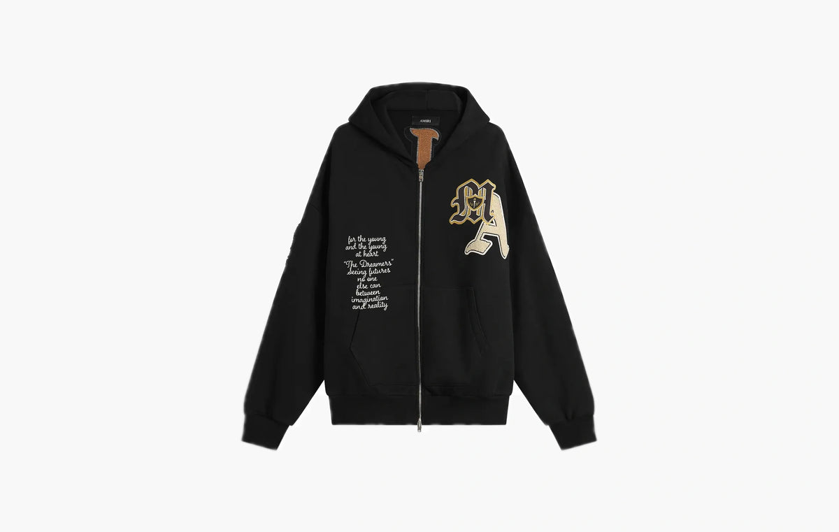 Varsity Patch Zip Hoodie "Black"