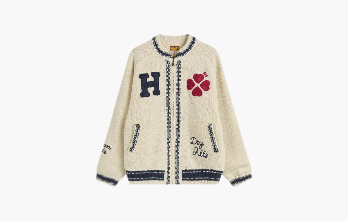 Zip Up Knit Jacket "White"