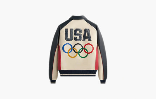 Avirex For Team USA Leather Bomber Jacket "Navy"