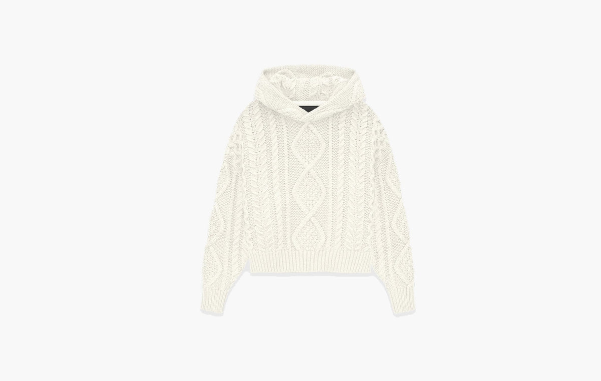 Essentials Cable Knit Hoodie "Cloud Dancer"