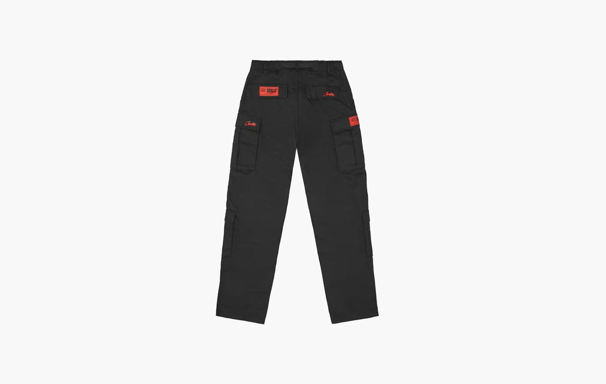 Corteiz Guerillaz Cargos Black Red | The Sortage