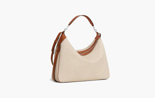 Romy Weekend Bag In Textile And Calfskin "Natural/Tan"