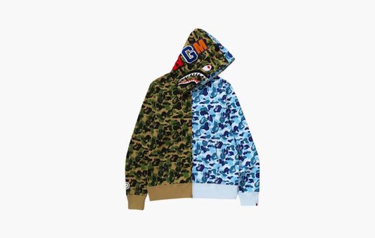 BAPE ABC Camo Crazy Shark Full Zip Hoodie "Green/Blue"