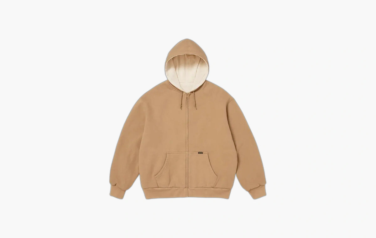Reversible Work Zip Up Hooded Sweatshirt "Light Tan"