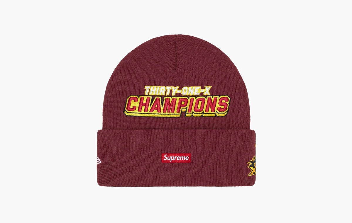 New Era Football Embroidered Beanie Hat "Dark Red"