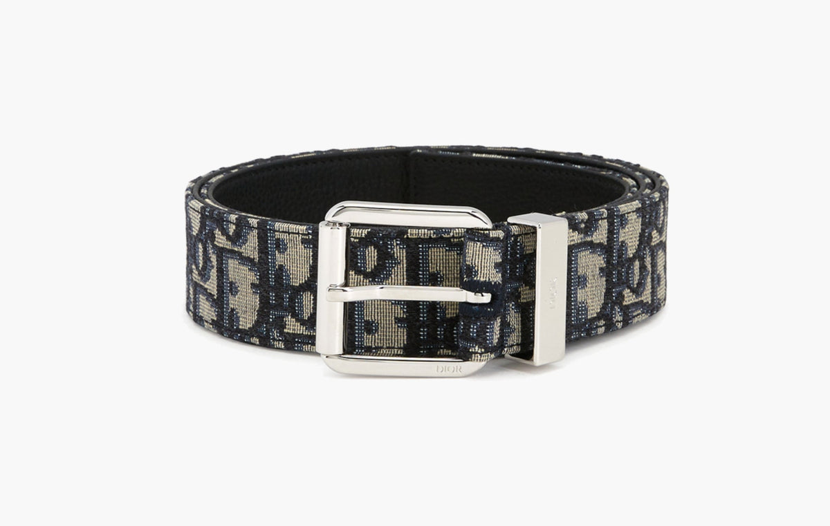 Oblique Jacquard with Black Grained Calfskin Belt "Beige/Black"