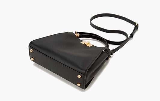 Fendi Peekaboo Iconic Essential Leather Tote Bag Black | The Sortage
