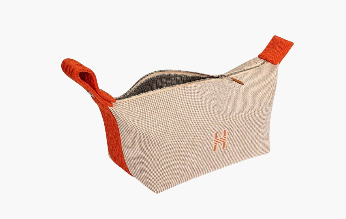 Hermes Small Bride-A-Brac Case Canvas & Beige Orange | The Sortage