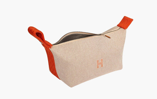 Hermes Small Bride-A-Brac Case Canvas & Beige Orange | The Sortage