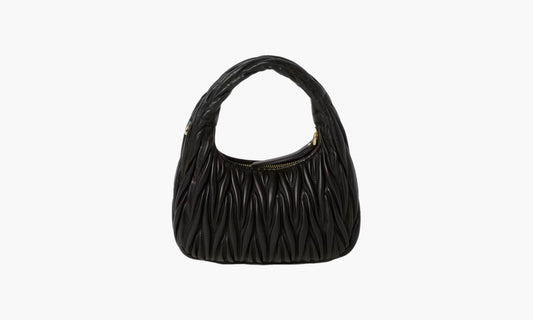 Miu Miu Wander Matelasse Nappa Leather Mini Hobo Bag Black | The Sortage