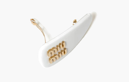 Miu Miu Patent Leather Hair Clip White | The Sortage