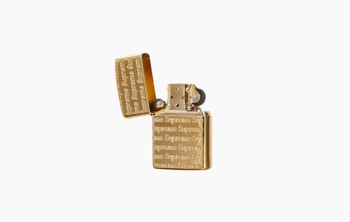 Supreme Repeat Engraved Zippo Gold | The Sortage