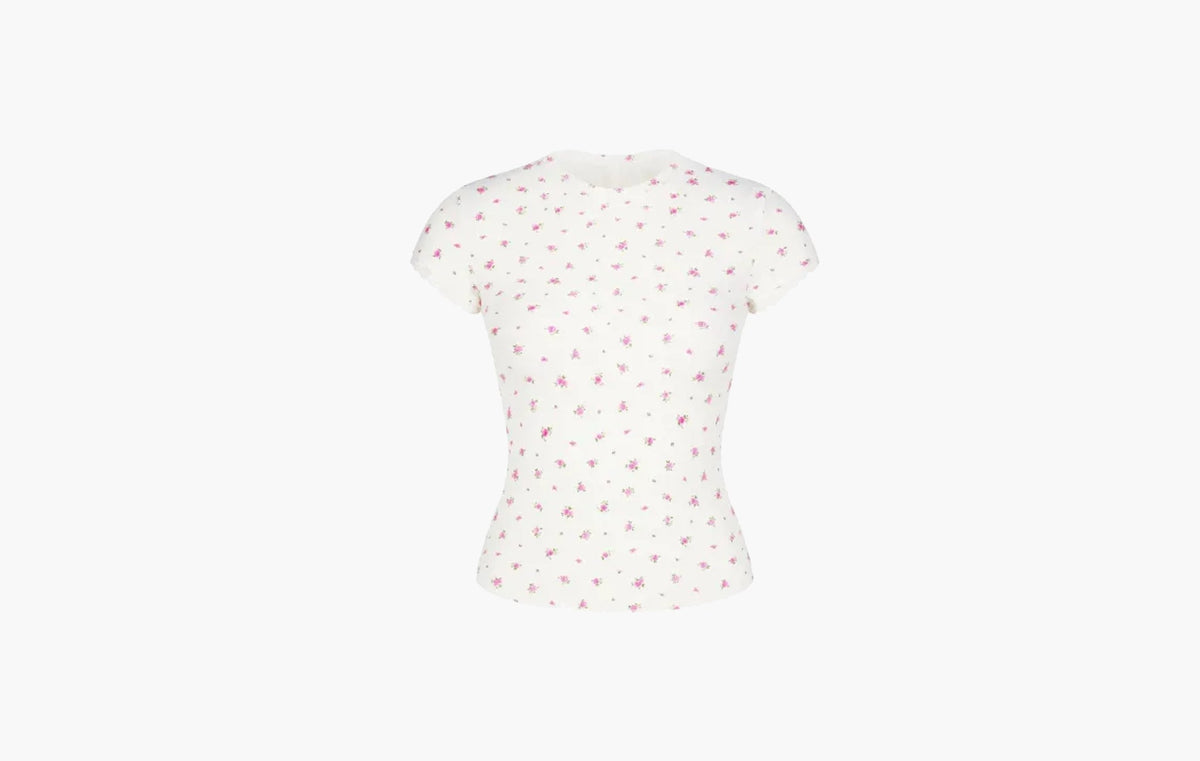 Skims Soft Lounge Lace T-shirt Neon Orchid Rose Print | Sortage.