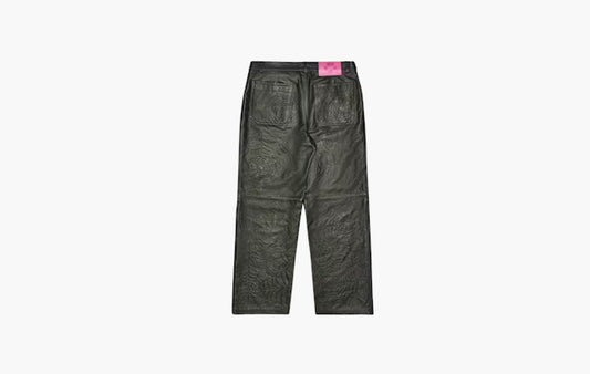 Debossed Web Leather Pant "Black"