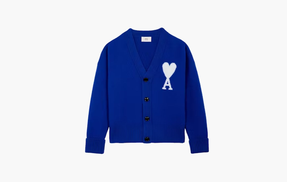 Ami De Coeur Merino Wool Oversize Cardigan "Royal Blue/White"