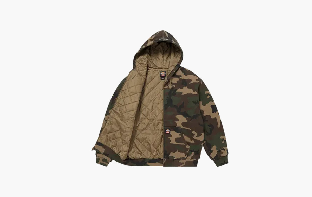Quilted Lined Zip Up Hooded Sweatshirt "Woodland Camo"