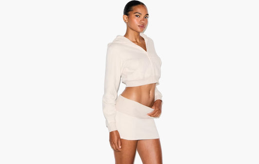 Cotton Fleece Cropped Zip Up Hoodie "Shades"