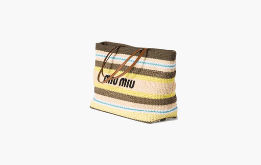 Raffia-Effect Woven Tote Bag "Tundra/Lemon Yellow/Natura"