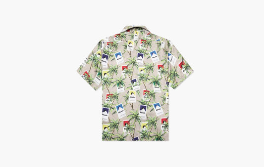 Cigarette Print Button Up Shirt "Taupe/Multicolor"