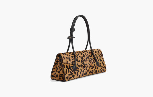 Leopard Calfskin Tote Bag With Flap "Brown"