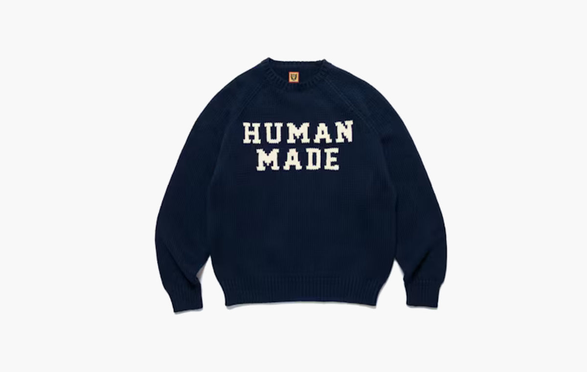 Bear Raglan Knit Sweater "Navy"