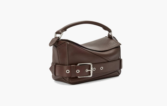 Small Puzzle Biker Bag In Shiny Calfskin "Dark Brownie"