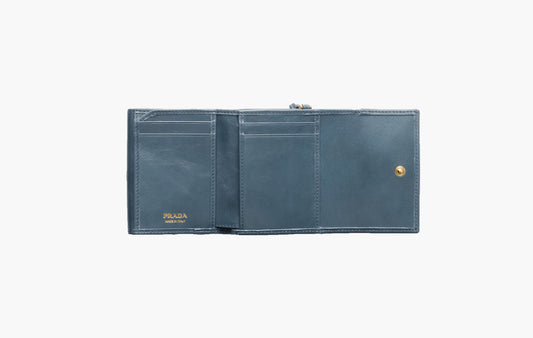 Small Leather Wallet "Aviator Blue"