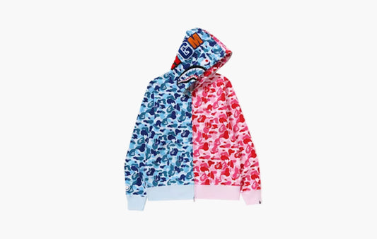 BAPE ABC Camo Crazy Shark Full Zip Hoodie "Blue/Pink"