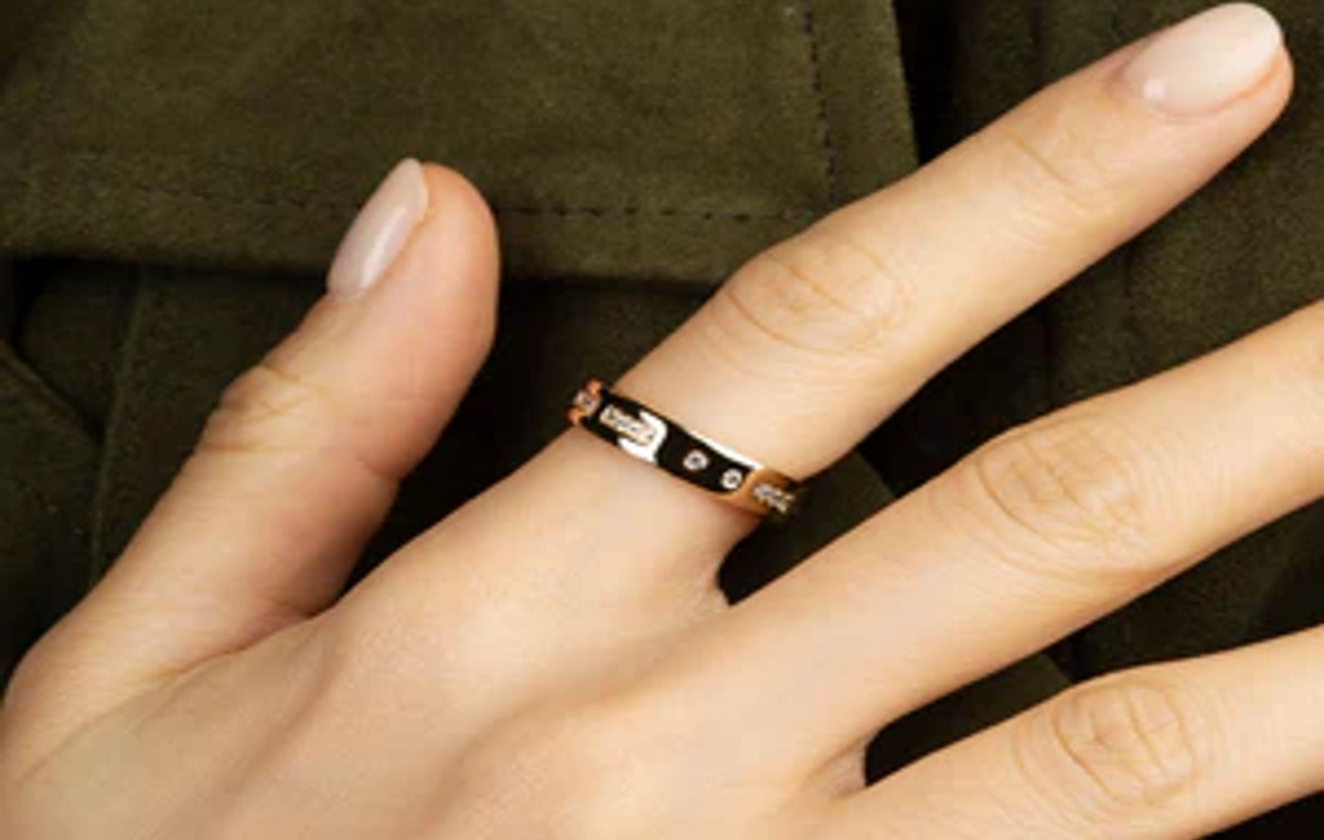 Morse Code Love Morse Code Ring 18k Yellow Gold Plated
