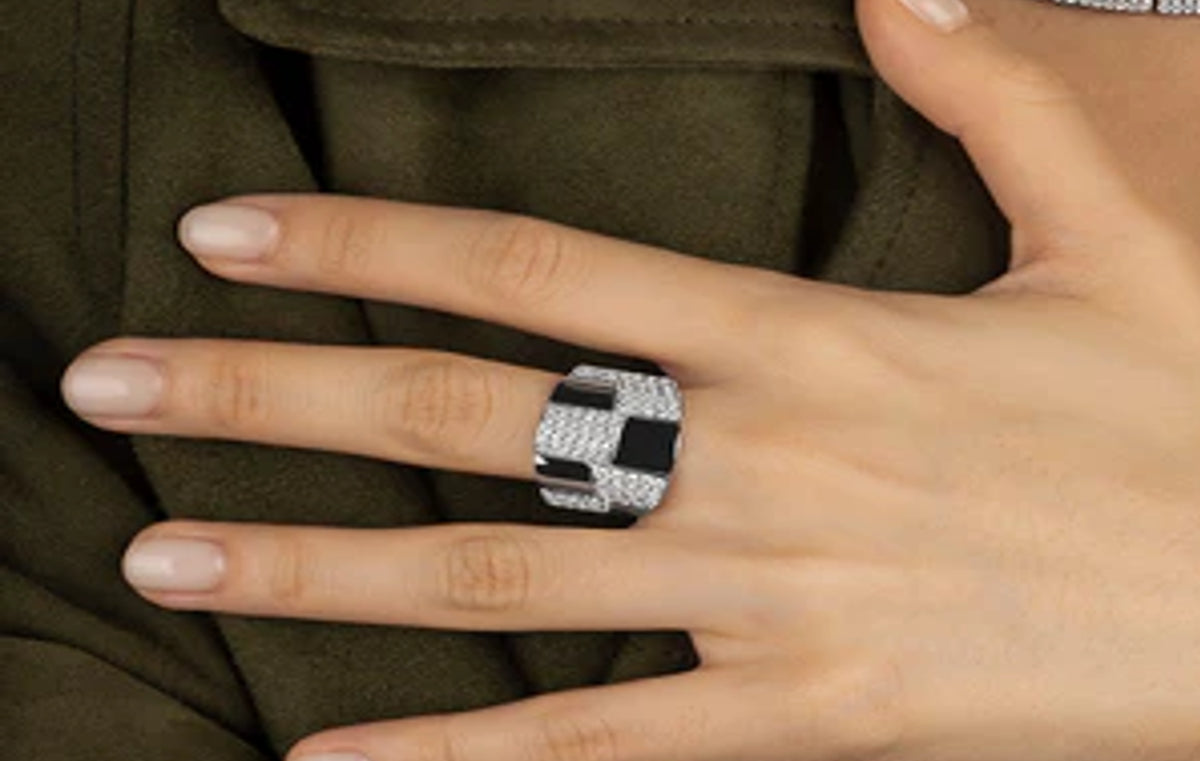 Automne Statement Pave Ring Sterling Silver "Dark Grey"