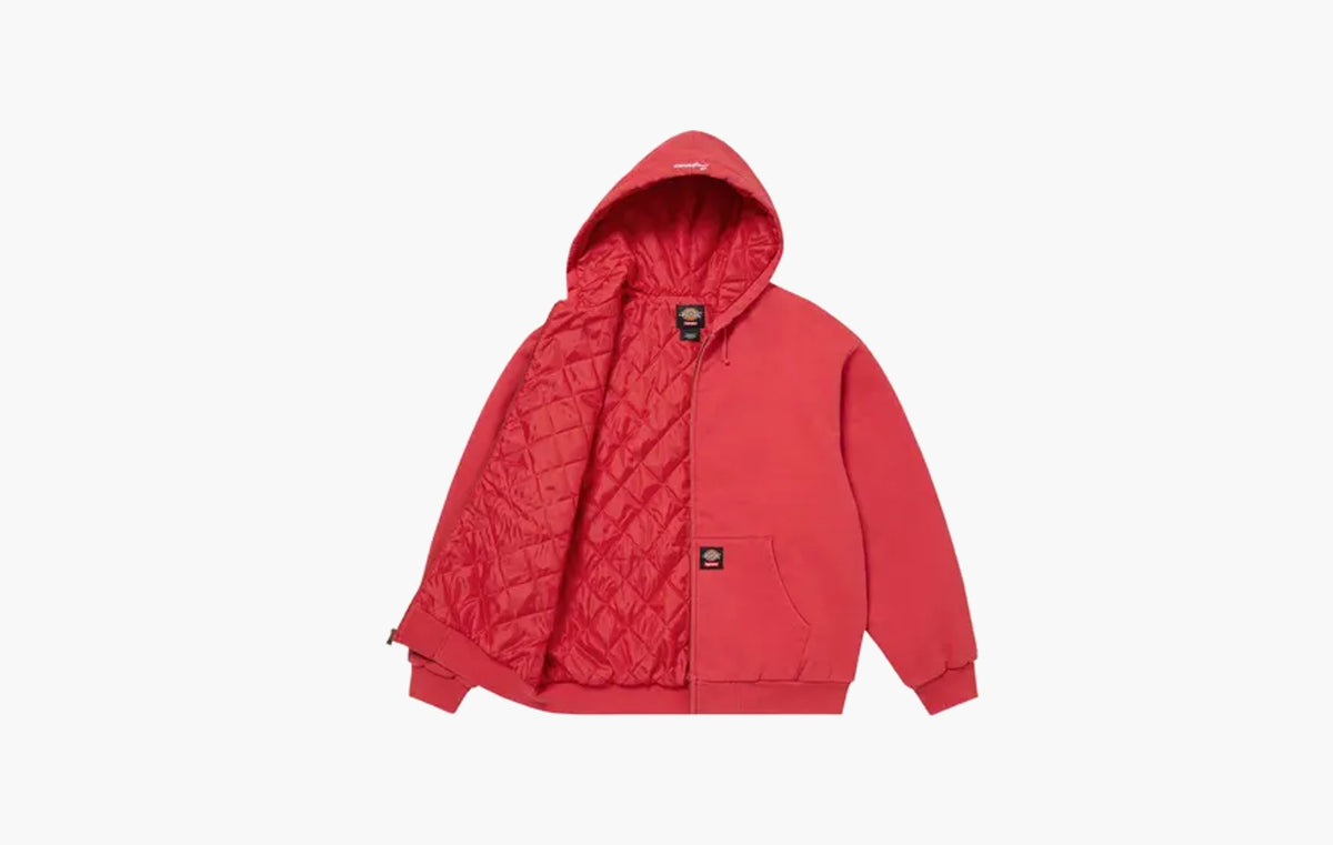 Quilted Lined Zip Up Hooded Sweatshirt "Burnt Red"
