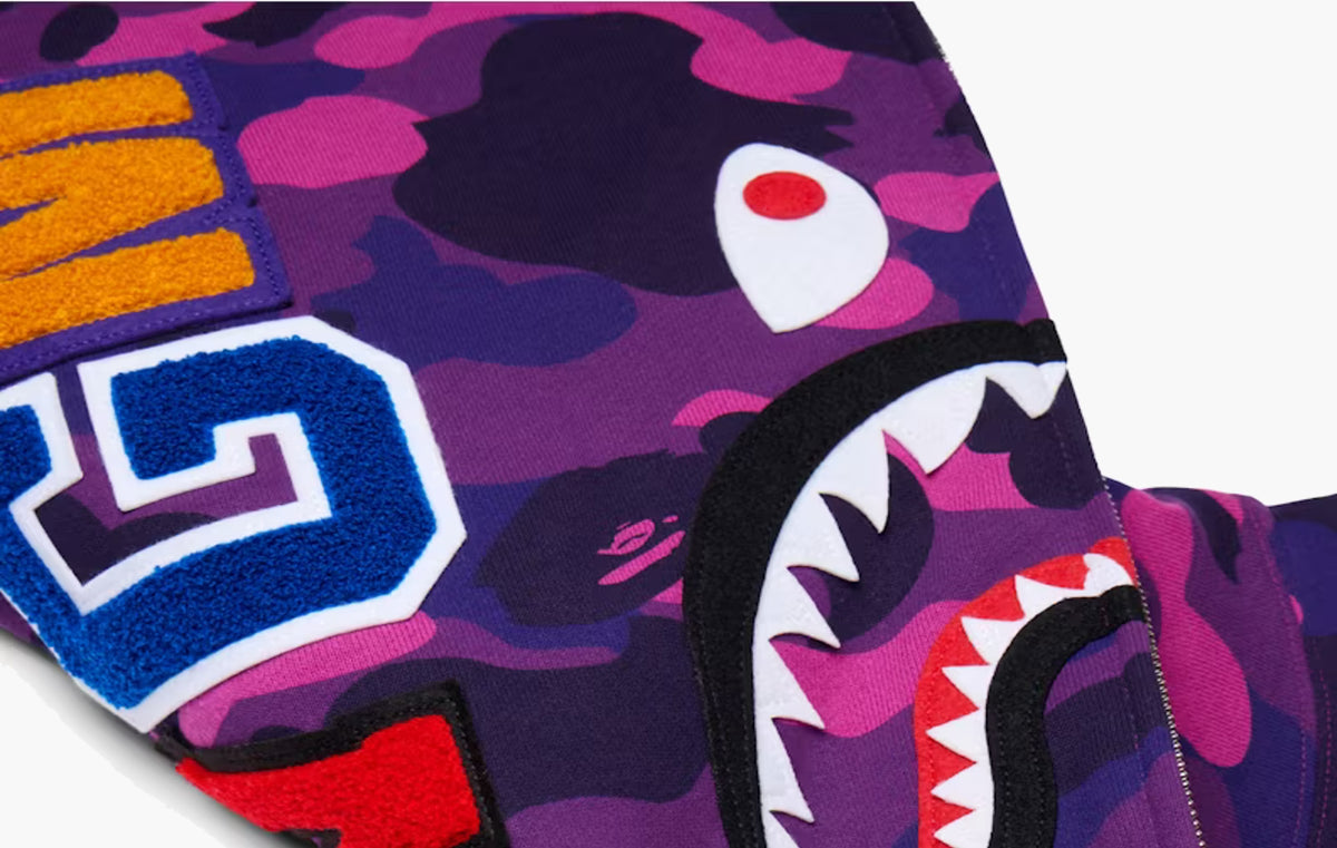 BAPE Color Camo Shark Full Zip Hoodie "Purple"