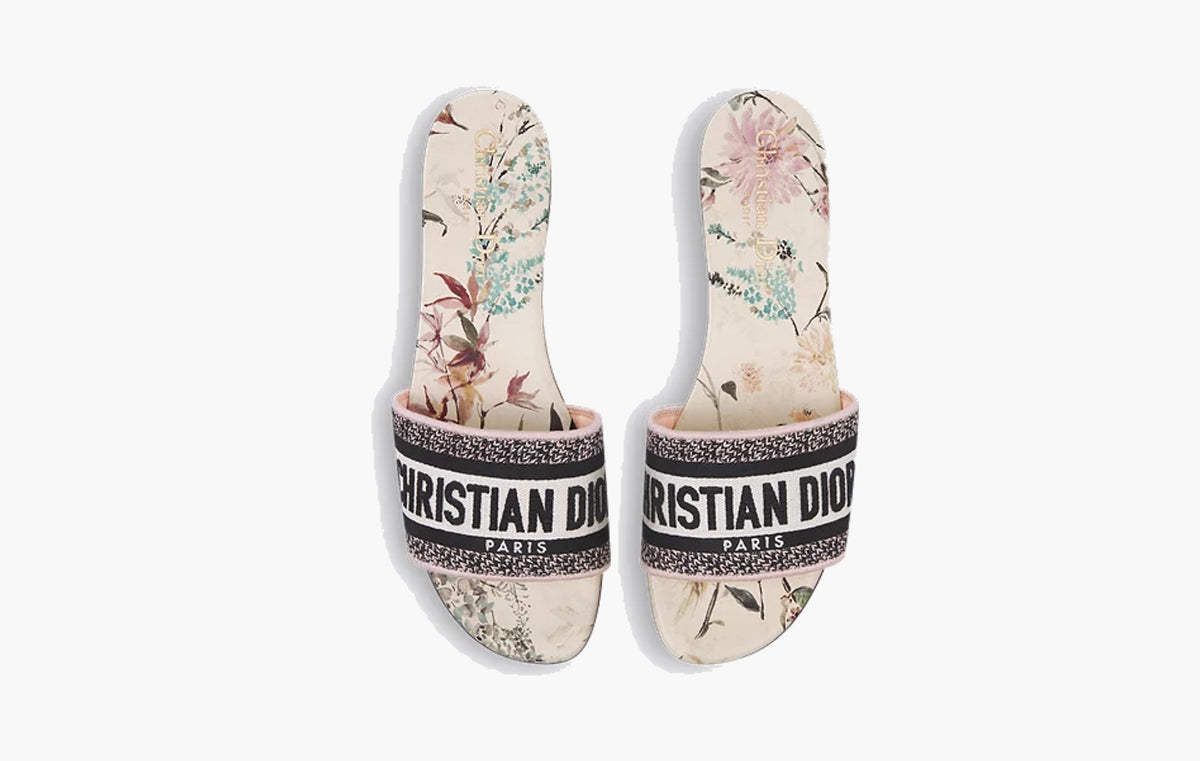 Dway Slide WMNS "Embroidered Cotton and Nude and White Millefiori Motif"