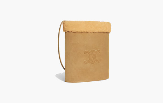 Bucket In Suede Calfskin And Shearling "Natural"