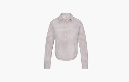 Cotton Poplin Micro Short Sleep Set "Silver Check"
