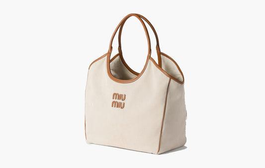 IVY Canvas And Leather Bag Large "Beige/Brandy"