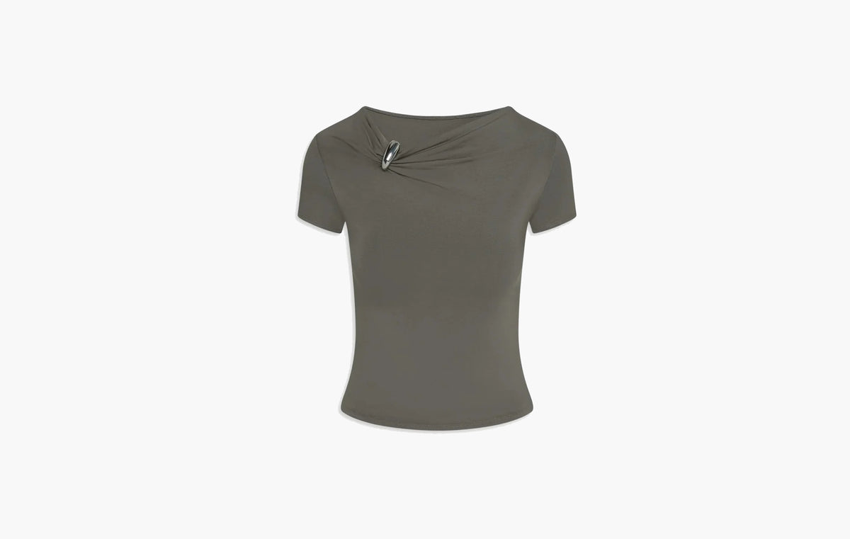Pierced Short Sleeve Top "Slate"