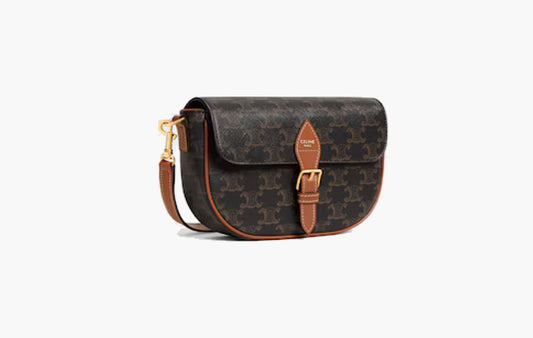 Folco Shoulder Bag In Triomphe Canvas and Calfskin "Tan"