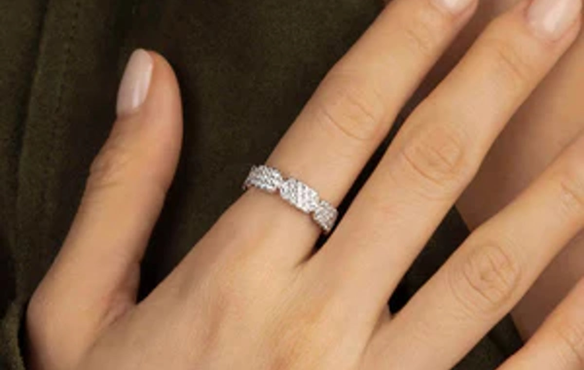 Yacht Club Dainty Silver Pave Ring Sterling Silver