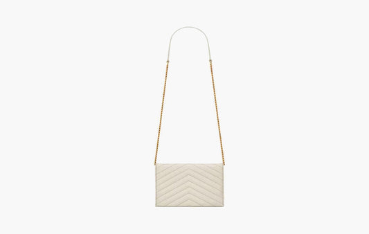 Cassandre Envelope Chain Wallet In Grain De Poudre Leather "Crema Soft"