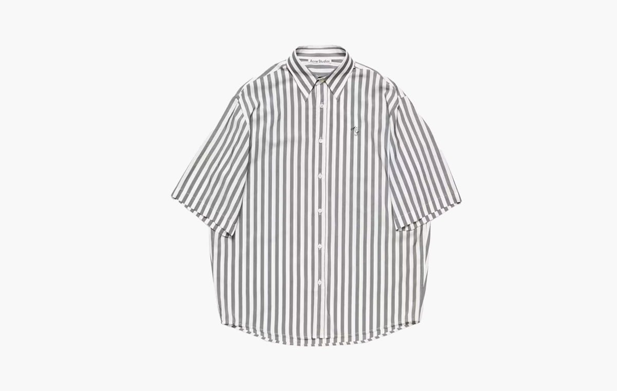 Stripe Button-Up Shirt "Black/White"