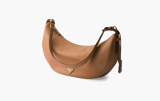 Demi-lune Large Leather Shoulder Bag "Natural"