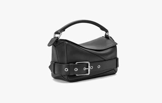 Small Puzzle Biker Bag In Shiny Calfskin "Black"
