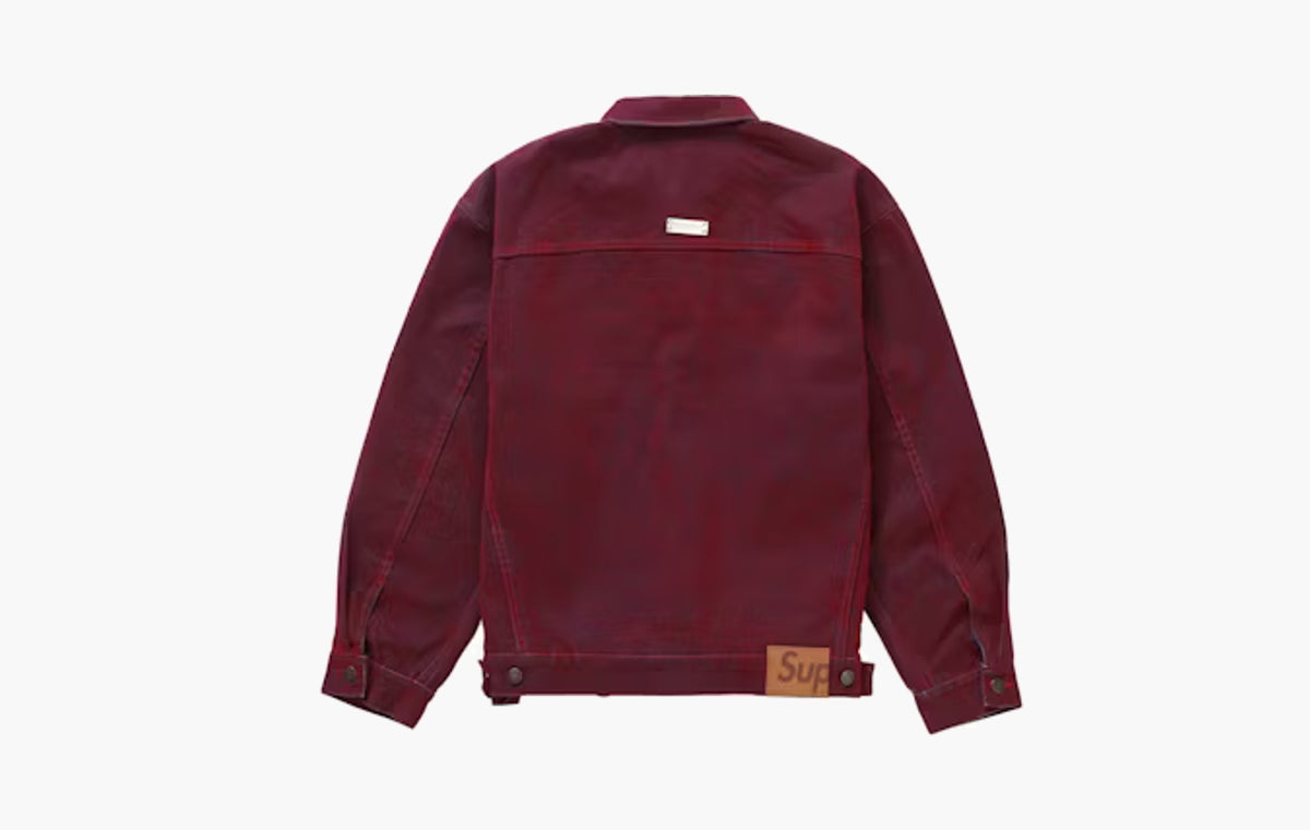 Flocked Denim Trucker Jacket "Red"