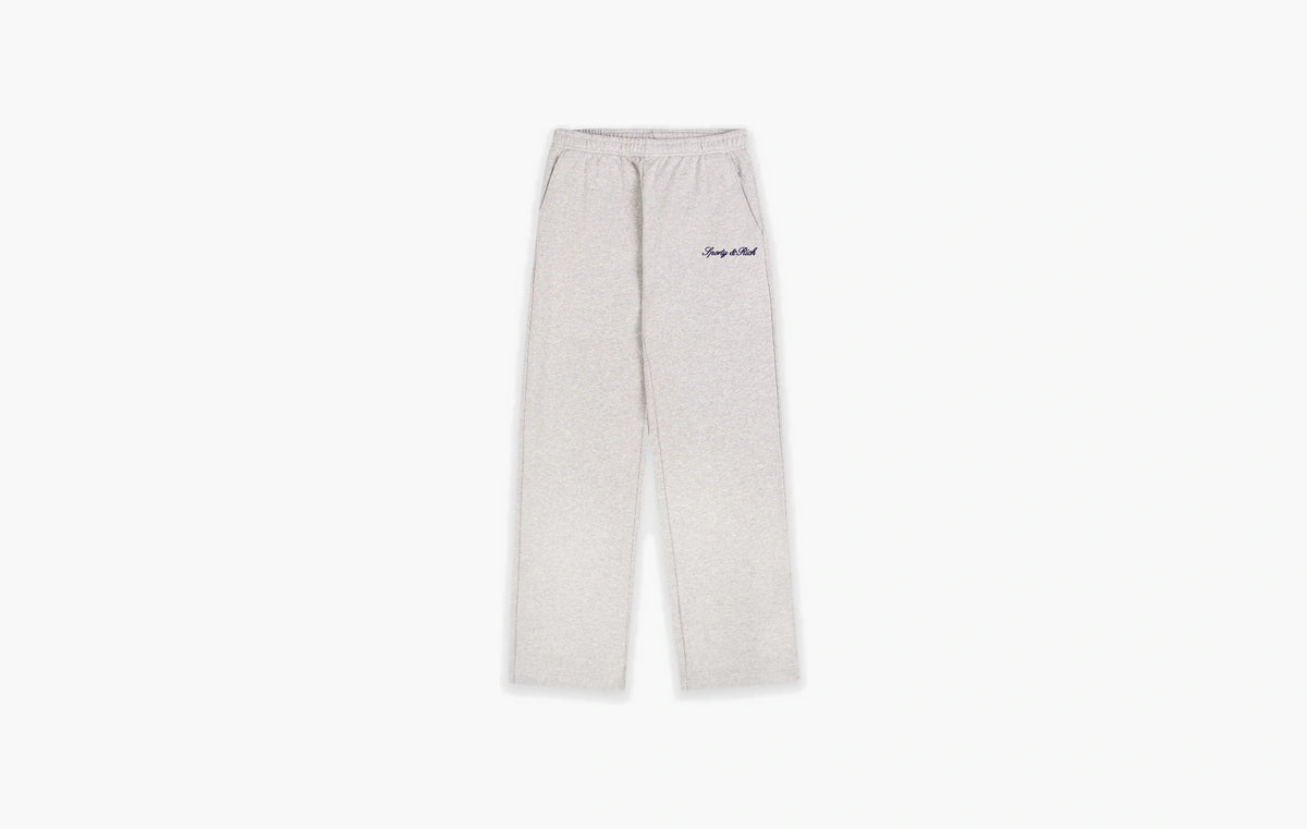 Signature Logo Embroidered Wide Sweatpant "Heather Gray/Navy"
