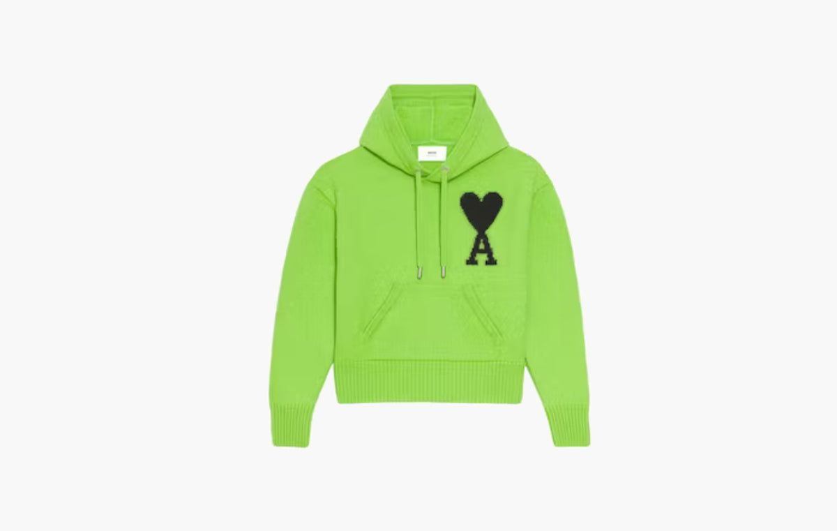Ami de Coeur Merino Wool Knit Hoode "Green/Black"