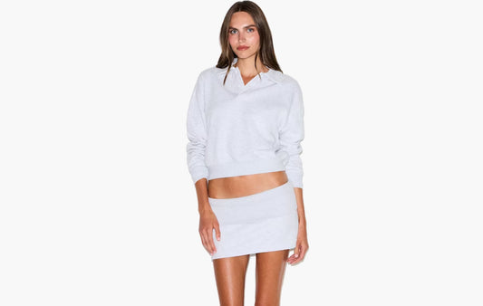 Cotton Fleece Polo Sweatshirt "Light Heather Grey"